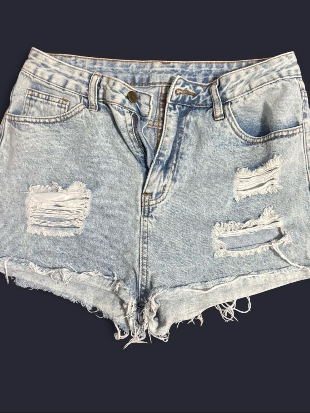 SHEIN Light Blue Distressed Denim Jean Shorts